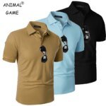 New Mens Short Sleeve T Shirt Sports Tennis Polo Shirt Summer Oversized Breathable Shirts Button Moisture-Wicking Streetwear