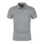 Men'S Casual Short Sleeve Polo Shirt DAF Logo Print Striped Color Block Sporty Style Collared Golf Shirt For Summer - Image 5