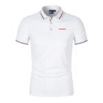 Men'S Casual Short Sleeve Polo Shirt DAF Logo Print Striped Color Block Sporty Style Collared Golf Shirt For Summer - Image 2