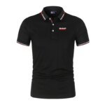 Men'S Casual Short Sleeve Polo Shirt DAF Logo Print Striped Color Block Sporty Style Collared Golf Shirt For Summer