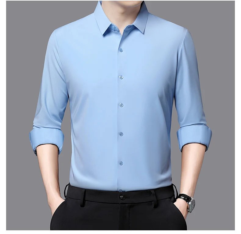 Premium Men's Ultra-Stretch Shirt - High-Quality Silky Business Formal Long-Sleeve Shirt for Social and Casual Wear Premium Men's Ultra-Stretch Shirt - High-Quality Silky Business Formal Long-Sleeve Shirt for Social and Casual Wear