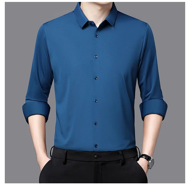 Premium Men's Ultra-Stretch Shirt - High-Quality Silky Business Formal Long-Sleeve Shirt for Social and Casual Wear Premium Men's Ultra-Stretch Shirt - High-Quality Silky Business Formal Long-Sleeve Shirt for Social and Casual Wear