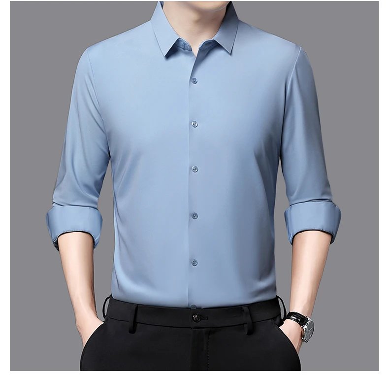 Premium Men's Ultra-Stretch Shirt - High-Quality Silky Business Formal Long-Sleeve Shirt for Social and Casual Wear Premium Men's Ultra-Stretch Shirt - High-Quality Silky Business Formal Long-Sleeve Shirt for Social and Casual Wear