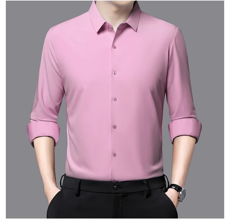 Premium Men's Ultra-Stretch Shirt - High-Quality Silky Business Formal Long-Sleeve Shirt for Social and Casual Wear Premium Men's Ultra-Stretch Shirt - High-Quality Silky Business Formal Long-Sleeve Shirt for Social and Casual Wear
