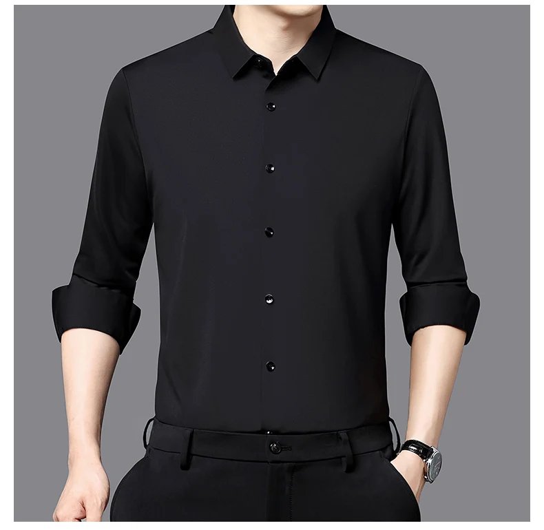 Premium Men's Ultra-Stretch Shirt - High-Quality Silky Business Formal Long-Sleeve Shirt for Social and Casual Wear Premium Men's Ultra-Stretch Shirt - High-Quality Silky Business Formal Long-Sleeve Shirt for Social and Casual Wear