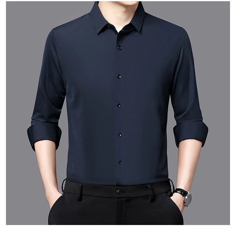 Premium Men's Ultra-Stretch Shirt - High-Quality Silky Business Formal Long-Sleeve Shirt for Social and Casual Wear Premium Men's Ultra-Stretch Shirt - High-Quality Silky Business Formal Long-Sleeve Shirt for Social and Casual Wear