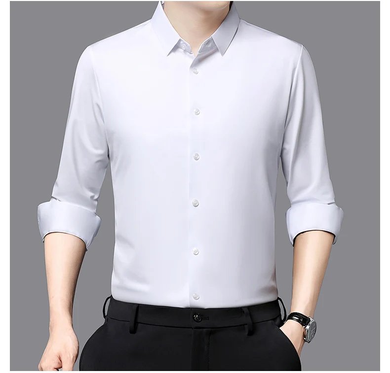 Premium Men's Ultra-Stretch Shirt - High-Quality Silky Business Formal Long-Sleeve Shirt for Social and Casual Wear Premium Men's Ultra-Stretch Shirt - High-Quality Silky Business Formal Long-Sleeve Shirt for Social and Casual Wear