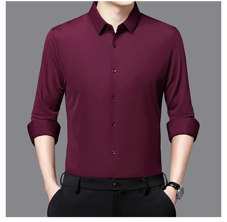Premium Men's Ultra-Stretch Shirt - High-Quality Silky Business Formal Long-Sleeve Shirt for Social and Casual Wear Premium Men's Ultra-Stretch Shirt - High-Quality Silky Business Formal Long-Sleeve Shirt for Social and Casual Wear