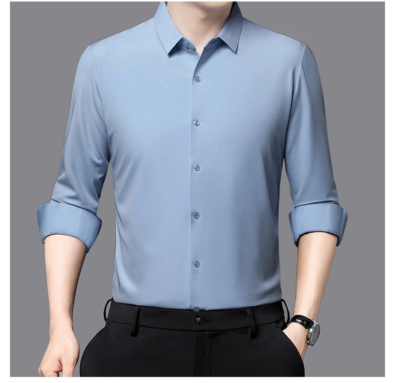 Premium Men's Ultra-Stretch Shirt - High-Quality Silky Business Formal Long-Sleeve Shirt for Social and Casual Wear Premium Men's Ultra-Stretch Shirt - High-Quality Silky Business Formal Long-Sleeve Shirt for Social and Casual Wear