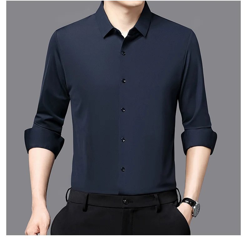 Premium Men's Ultra-Stretch Shirt - High-Quality Silky Business Formal Long-Sleeve Shirt for Social and Casual Wear Premium Men's Ultra-Stretch Shirt - High-Quality Silky Business Formal Long-Sleeve Shirt for Social and Casual Wear