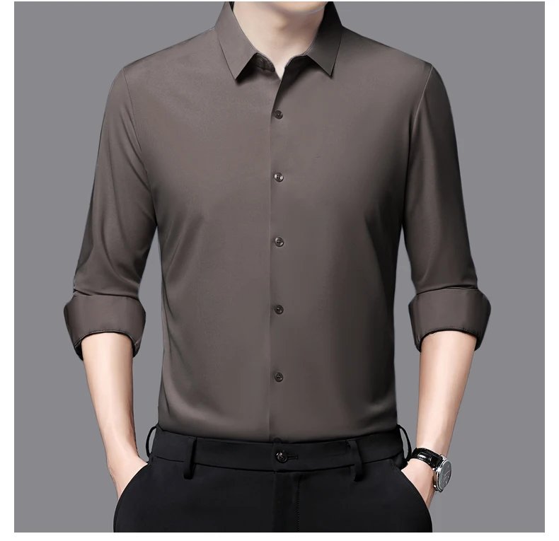 Premium Men's Ultra-Stretch Shirt - High-Quality Silky Business Formal Long-Sleeve Shirt for Social and Casual Wear Premium Men's Ultra-Stretch Shirt - High-Quality Silky Business Formal Long-Sleeve Shirt for Social and Casual Wear