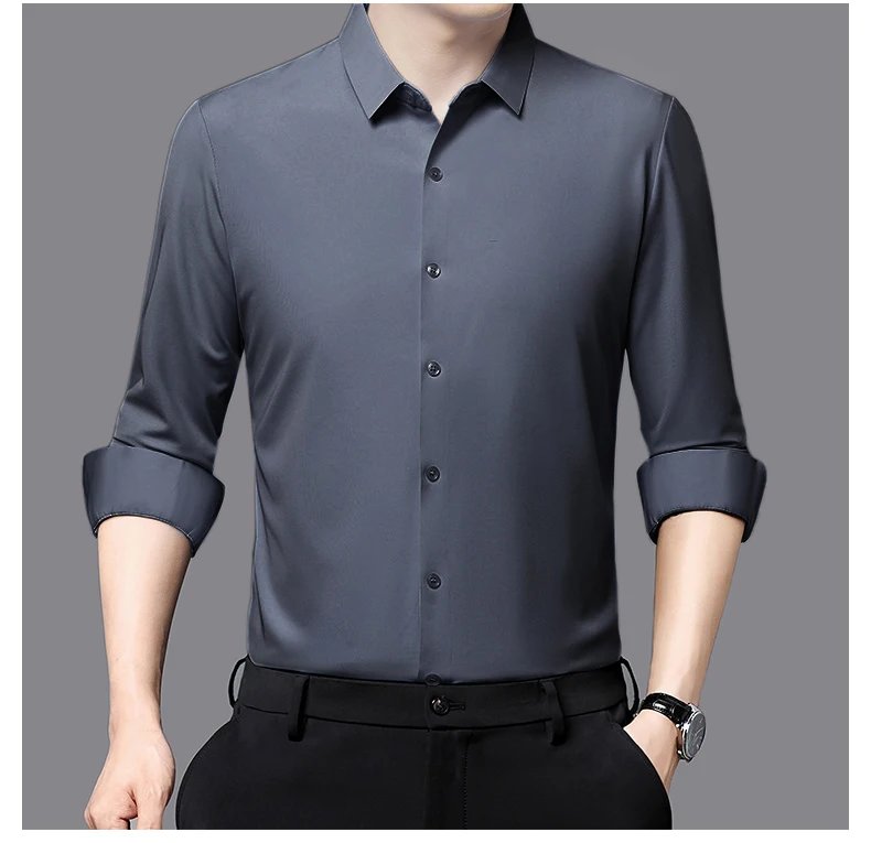Premium Men's Ultra-Stretch Shirt - High-Quality Silky Business Formal Long-Sleeve Shirt for Social and Casual Wear Premium Men's Ultra-Stretch Shirt - High-Quality Silky Business Formal Long-Sleeve Shirt for Social and Casual Wear