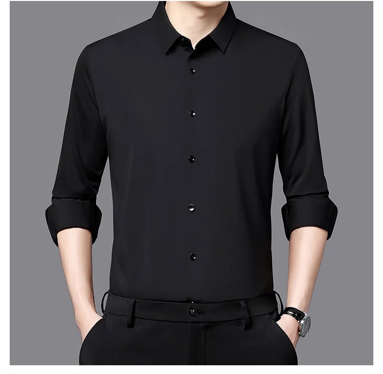 Premium Men's Ultra-Stretch Shirt - High-Quality Silky Business Formal Long-Sleeve Shirt for Social and Casual Wear Premium Men's Ultra-Stretch Shirt - High-Quality Silky Business Formal Long-Sleeve Shirt for Social and Casual Wear