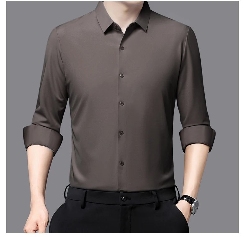 Premium Men's Ultra-Stretch Shirt - High-Quality Silky Business Formal Long-Sleeve Shirt for Social and Casual Wear Premium Men's Ultra-Stretch Shirt - High-Quality Silky Business Formal Long-Sleeve Shirt for Social and Casual Wear