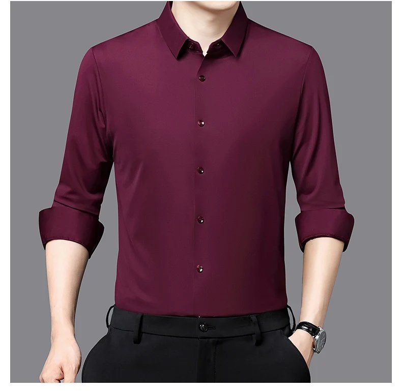 Premium Men's Ultra-Stretch Shirt - High-Quality Silky Business Formal Long-Sleeve Shirt for Social and Casual Wear Premium Men's Ultra-Stretch Shirt - High-Quality Silky Business Formal Long-Sleeve Shirt for Social and Casual Wear