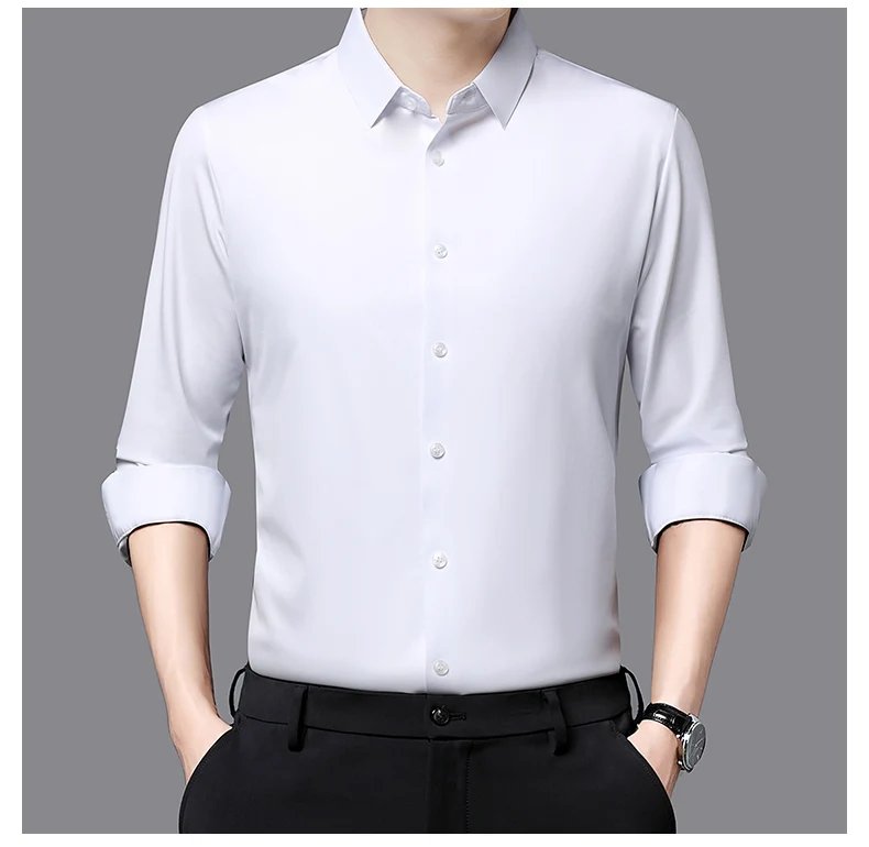 Premium Men's Ultra-Stretch Shirt - High-Quality Silky Business Formal Long-Sleeve Shirt for Social and Casual Wear Premium Men's Ultra-Stretch Shirt - High-Quality Silky Business Formal Long-Sleeve Shirt for Social and Casual Wear