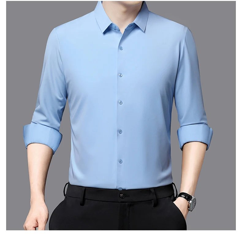 Premium Men's Ultra-Stretch Shirt - High-Quality Silky Business Formal Long-Sleeve Shirt for Social and Casual Wear Premium Men's Ultra-Stretch Shirt - High-Quality Silky Business Formal Long-Sleeve Shirt for Social and Casual Wear