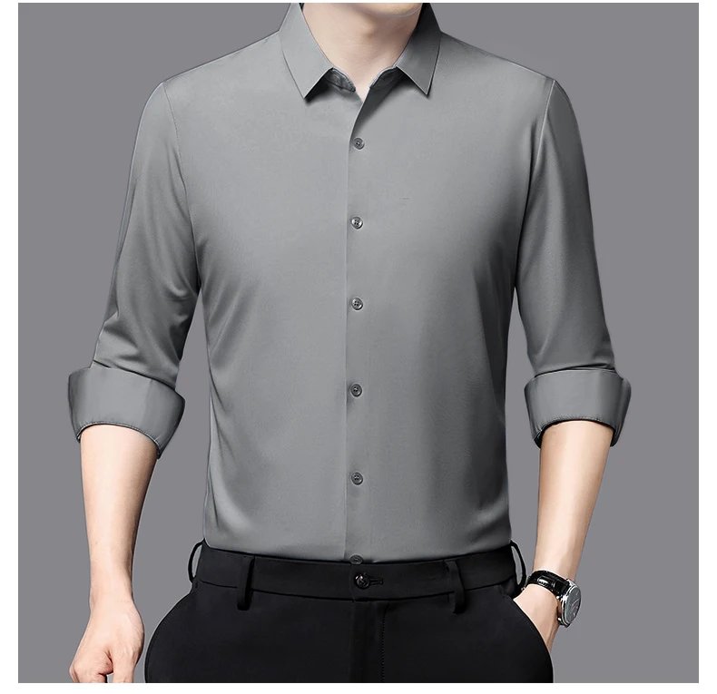 Premium Men's Ultra-Stretch Shirt - High-Quality Silky Business Formal Long-Sleeve Shirt for Social and Casual Wear Premium Men's Ultra-Stretch Shirt - High-Quality Silky Business Formal Long-Sleeve Shirt for Social and Casual Wear
