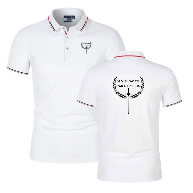Si Vis Pacem Para Bellum Men'S Short Sleeve Striped Shirt Solid Color Multi-Colored Casual Sporty Top With Letter Print For Busi