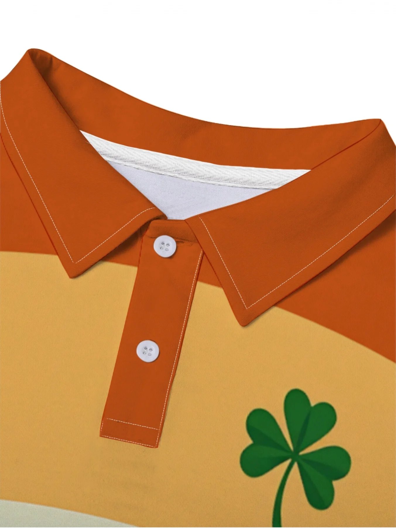 Men's Short Sleeved Polo Shirt Casual 3D Printed Golf Shirt, Orange Green Striped Clover Pattern, Sporty Style Men's Short Sleeved Polo Shirt Casual 3D Printed Golf Shirt, Orange Green Striped Clover Pattern, Sporty Style