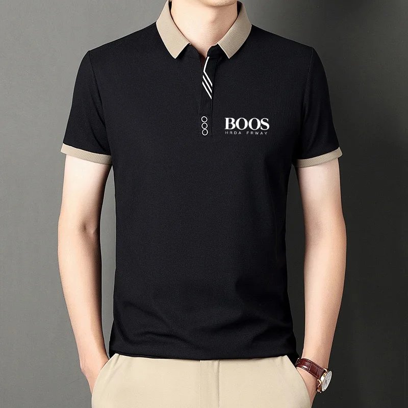 Men's New Embroidery Business Casual Short Sleeved POLO Shirt Fashion Short Sleeved Ice Silk Is Cool Breathable Top Polo Shirt Men's New Embroidery Business Casual Short Sleeved POLO Shirt Fashion Short Sleeved Ice Silk Is Cool Breathable Top Polo Shirt