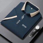 Men's New Embroidery Business Casual Short Sleeved POLO Shirt Fashion Short Sleeved Ice Silk Is Cool Breathable Top Polo Shirt - Image 4