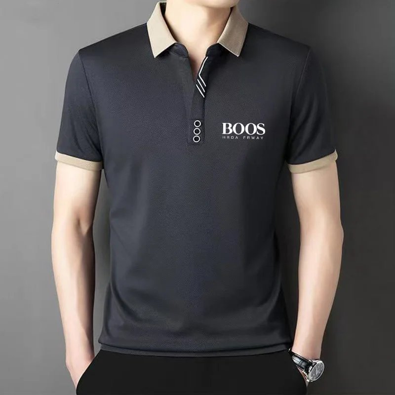 Men's New Embroidery Business Casual Short Sleeved POLO Shirt Fashion Short Sleeved Ice Silk Is Cool Breathable Top Polo Shirt Men's New Embroidery Business Casual Short Sleeved POLO Shirt Fashion Short Sleeved Ice Silk Is Cool Breathable Top Polo Shirt