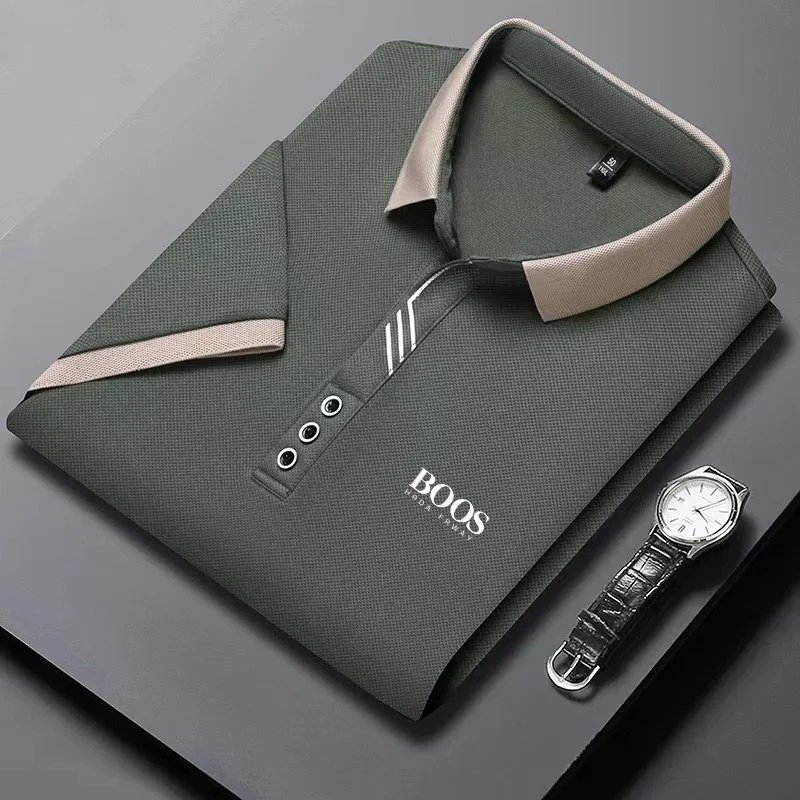 Men's New Embroidery Business Casual Short Sleeved POLO Shirt Fashion Short Sleeved Ice Silk Is Cool Breathable Top Polo Shirt Men's New Embroidery Business Casual Short Sleeved POLO Shirt Fashion Short Sleeved Ice Silk Is Cool Breathable Top Polo Shirt