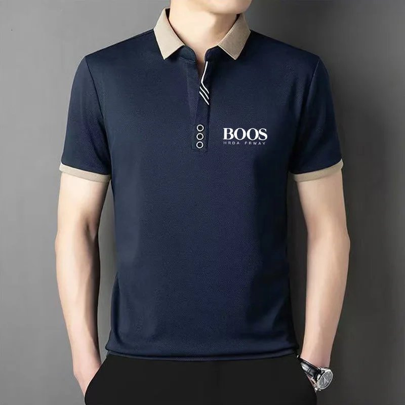 Men's New Embroidery Business Casual Short Sleeved POLO Shirt Fashion Short Sleeved Ice Silk Is Cool Breathable Top Polo Shirt Men's New Embroidery Business Casual Short Sleeved POLO Shirt Fashion Short Sleeved Ice Silk Is Cool Breathable Top Polo Shirt