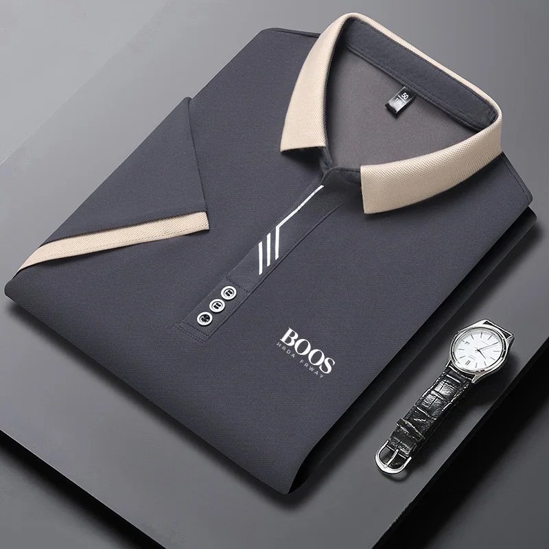 Men's New Embroidery Business Casual Short Sleeved POLO Shirt Fashion Short Sleeved Ice Silk Is Cool Breathable Top Polo Shirt Men's New Embroidery Business Casual Short Sleeved POLO Shirt Fashion Short Sleeved Ice Silk Is Cool Breathable Top Polo Shirt