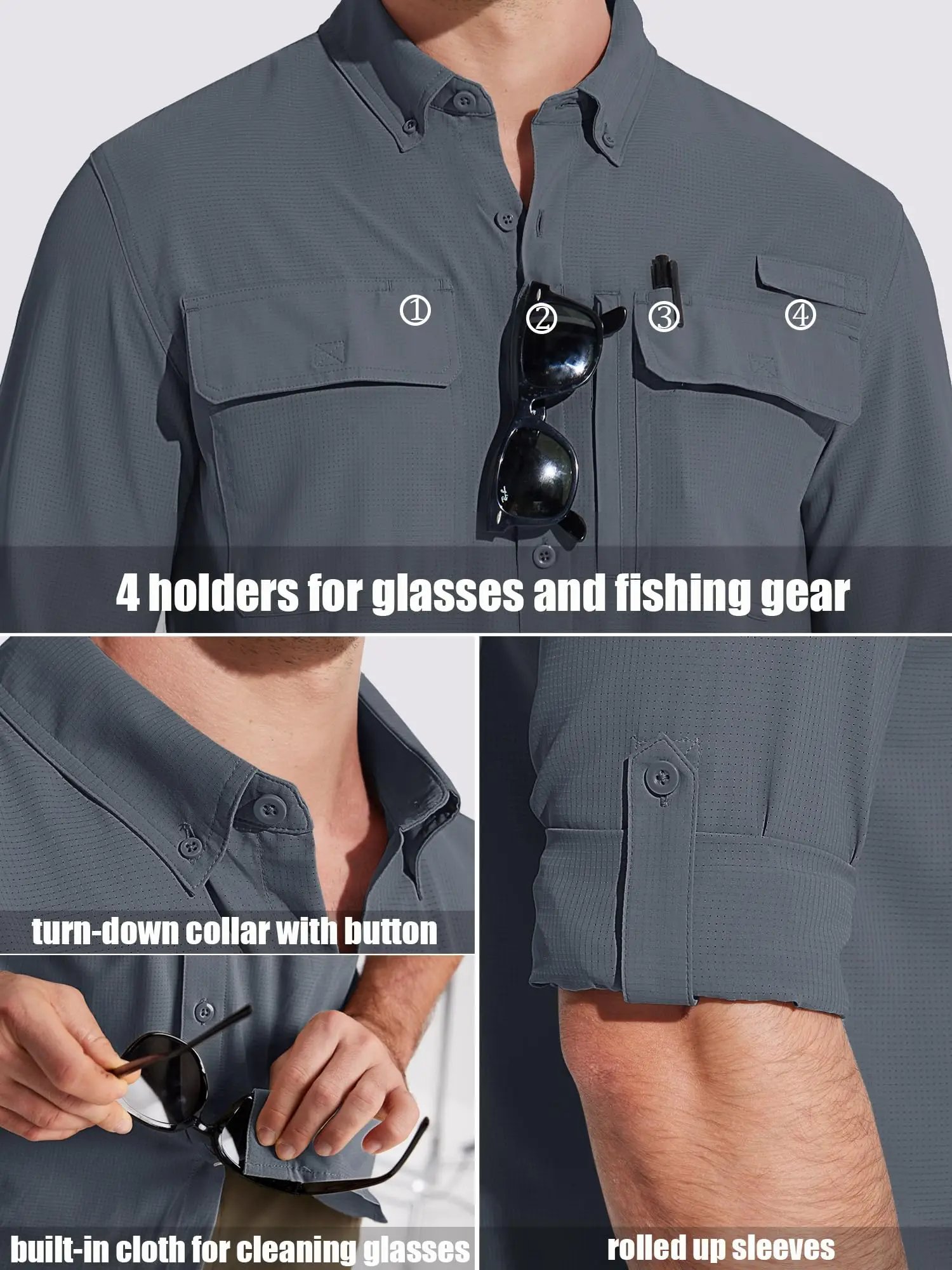 TACVASEN UPF 50+ Sun Protection Fishing Shirts Men's Quick Dry Long Sleeve Shirts Mesh Breathable Hiking Work Cargo Shirts TACVASEN UPF 50+ Sun Protection Fishing Shirts Men's Quick Dry Long Sleeve Shirts Mesh Breathable Hiking Work Cargo Shirts