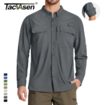 TACVASEN UPF 50+ Sun Protection Fishing Shirts Men's Quick Dry Long Sleeve Shirts Mesh Breathable Hiking Work Cargo Shirts