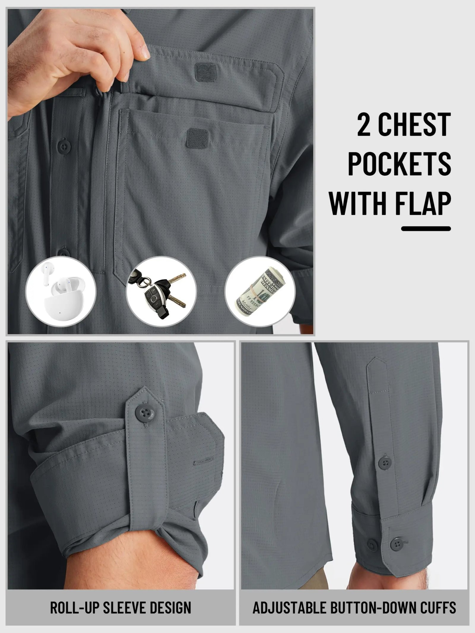 TACVASEN UPF 50+ Sun Protection Fishing Shirts Men's Quick Dry Long Sleeve Shirts Mesh Breathable Hiking Work Cargo Shirts TACVASEN UPF 50+ Sun Protection Fishing Shirts Men's Quick Dry Long Sleeve Shirts Mesh Breathable Hiking Work Cargo Shirts