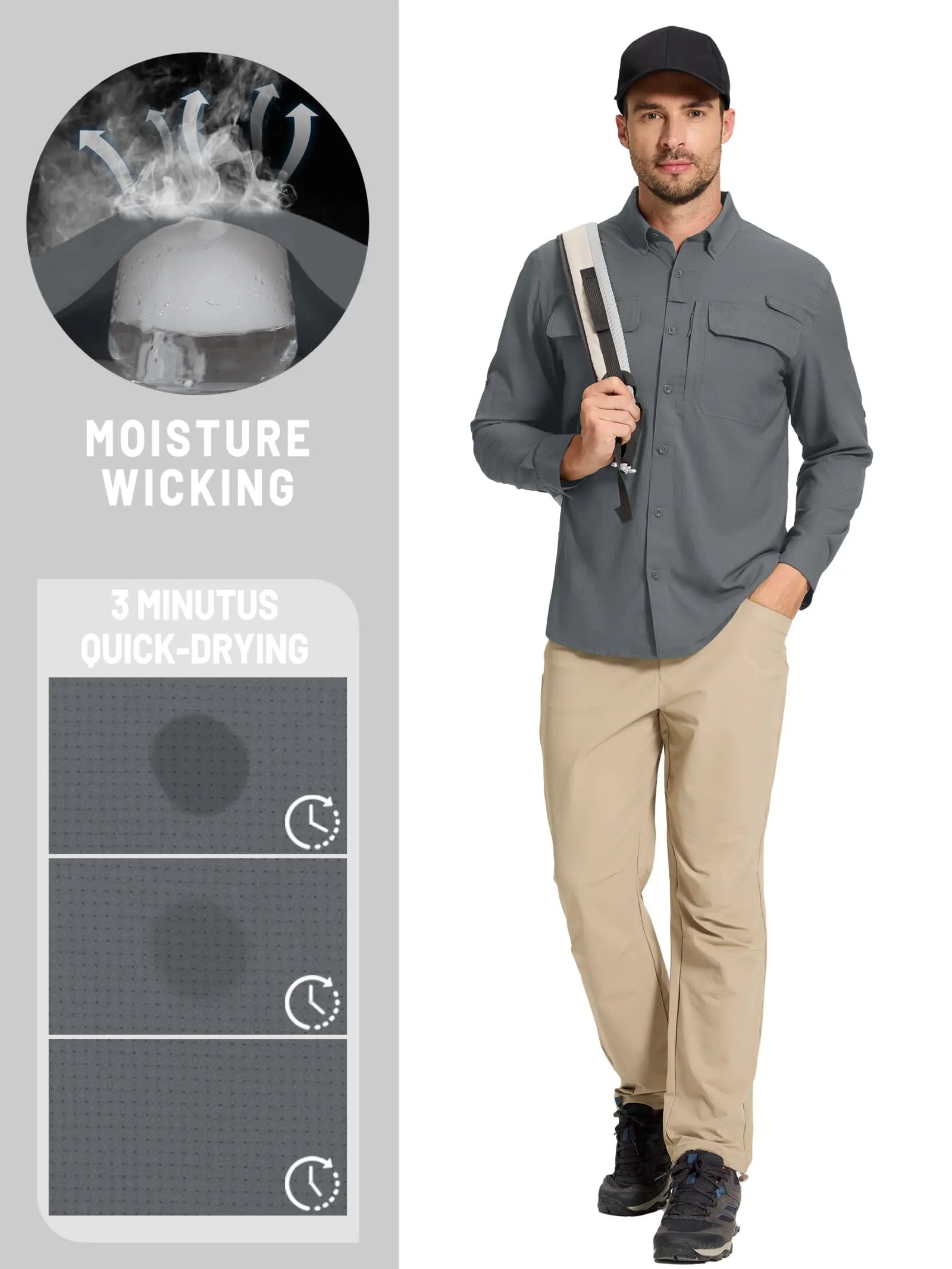 TACVASEN UPF 50+ Sun Protection Fishing Shirts Men's Quick Dry Long Sleeve Shirts Mesh Breathable Hiking Work Cargo Shirts TACVASEN UPF 50+ Sun Protection Fishing Shirts Men's Quick Dry Long Sleeve Shirts Mesh Breathable Hiking Work Cargo Shirts