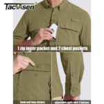 TACVASEN UPF 50+ Sun Protection Fishing Shirts Men's Quick Dry Long Sleeve Shirts Mesh Breathable Hiking Work Cargo Shirts - Image 4