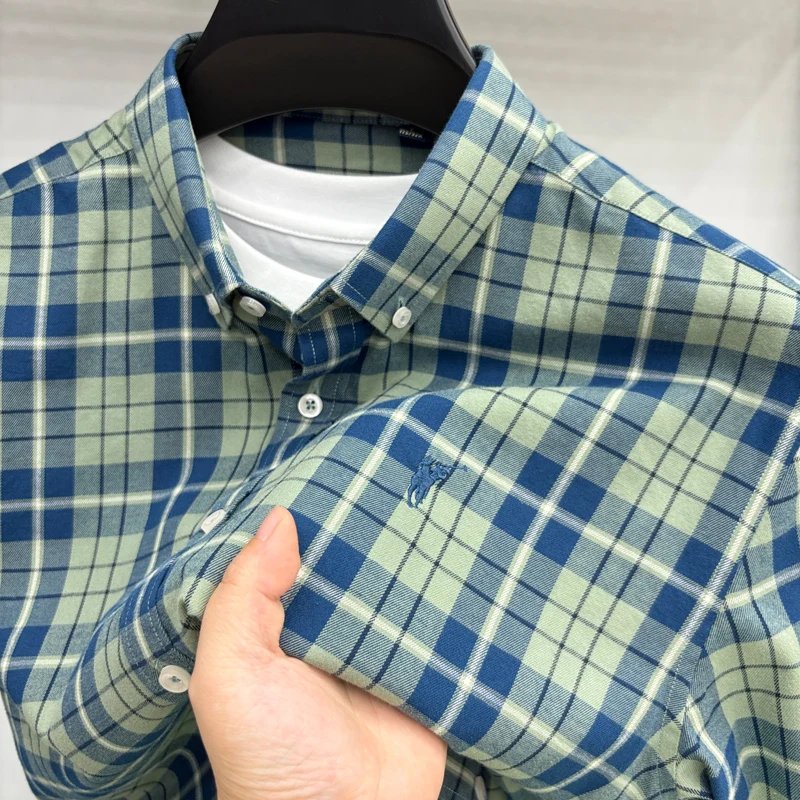 Luxury Brand Embroidery 100% Cotton Long Sleeved Shirt Men's New Shirt Men's Casual Loose Top Business Men Luxury Brand Embroidery 100% Cotton Long Sleeved Shirt Men's New Shirt Men's Casual Loose Top Business Men