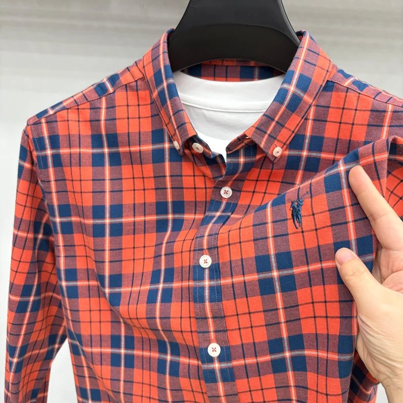 Luxury Brand Embroidery 100% Cotton Long Sleeved Shirt Men's New Shirt Men's Casual Loose Top Business Men Luxury Brand Embroidery 100% Cotton Long Sleeved Shirt Men's New Shirt Men's Casual Loose Top Business Men