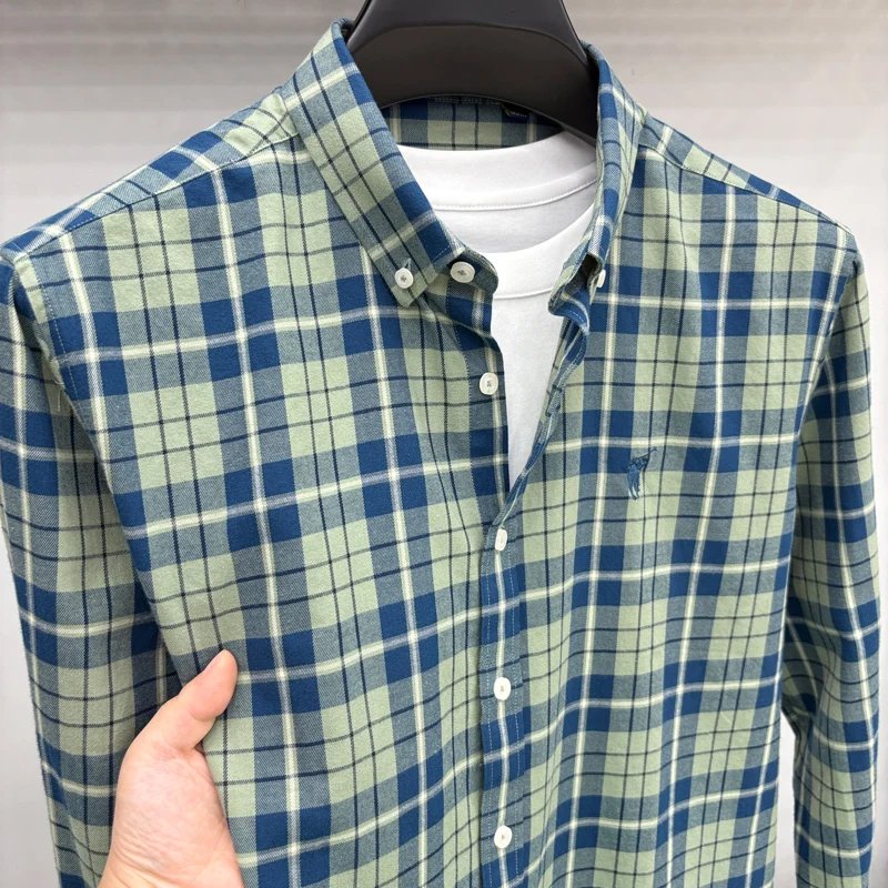 Luxury Brand Embroidery 100% Cotton Long Sleeved Shirt Men's New Shirt Men's Casual Loose Top Business Men Luxury Brand Embroidery 100% Cotton Long Sleeved Shirt Men's New Shirt Men's Casual Loose Top Business Men