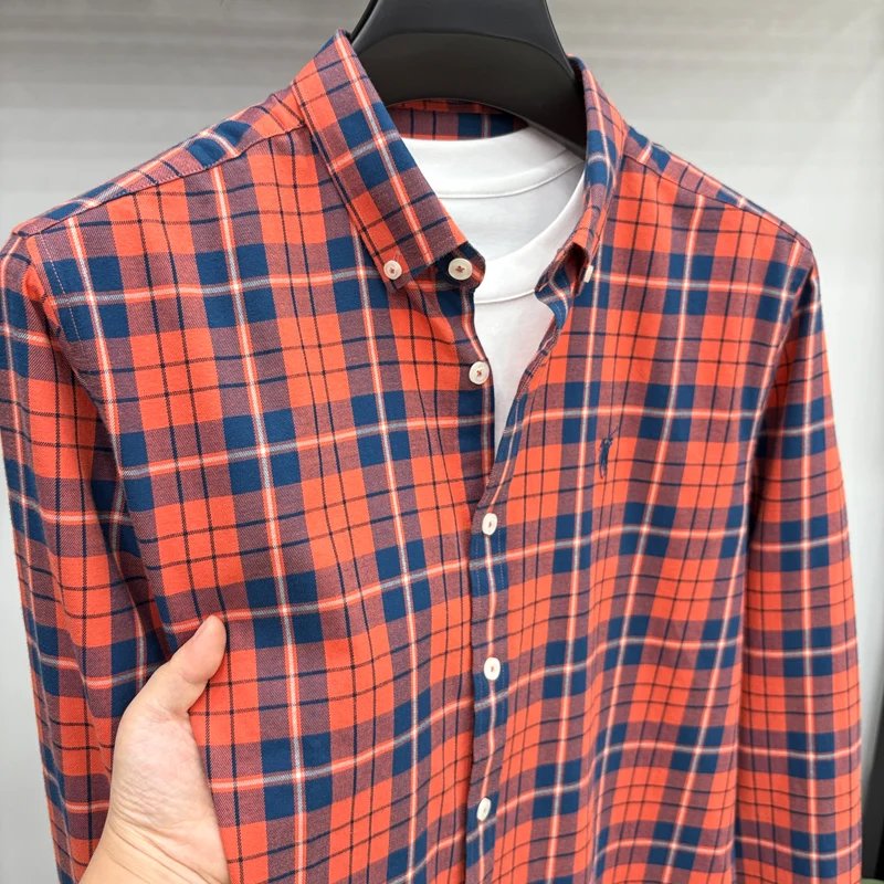 Luxury Brand Embroidery 100% Cotton Long Sleeved Shirt Men's New Shirt Men's Casual Loose Top Business Men Luxury Brand Embroidery 100% Cotton Long Sleeved Shirt Men's New Shirt Men's Casual Loose Top Business Men