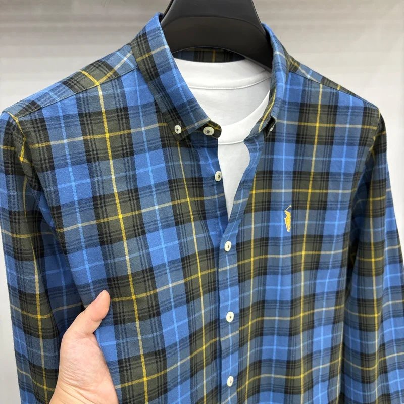 Luxury Brand Embroidery 100% Cotton Long Sleeved Shirt Men's New Shirt Men's Casual Loose Top Business Men Luxury Brand Embroidery 100% Cotton Long Sleeved Shirt Men's New Shirt Men's Casual Loose Top Business Men