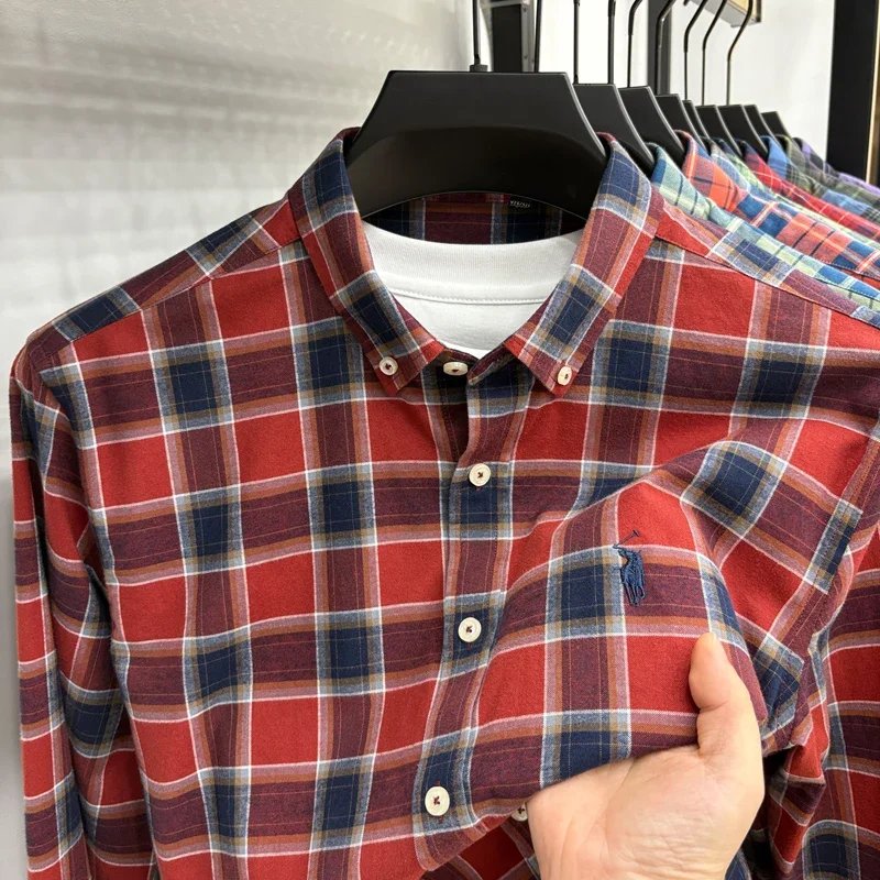Luxury Brand Embroidery 100% Cotton Long Sleeved Shirt Men's New Shirt Men's Casual Loose Top Business Men Luxury Brand Embroidery 100% Cotton Long Sleeved Shirt Men's New Shirt Men's Casual Loose Top Business Men