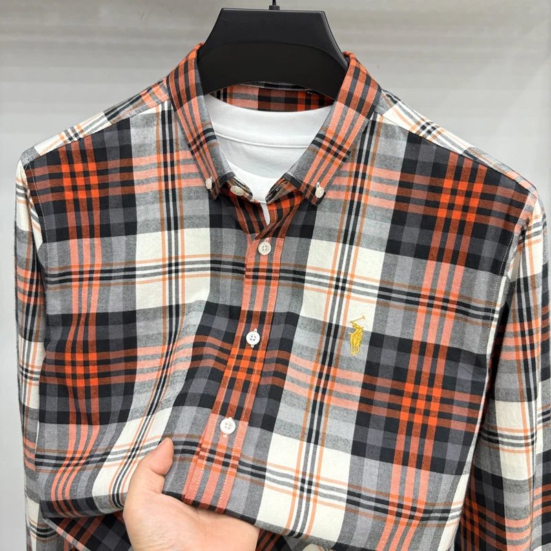 Luxury Brand Embroidery 100% Cotton Long Sleeved Shirt Men's New Shirt Men's Casual Loose Top Business Men Luxury Brand Embroidery 100% Cotton Long Sleeved Shirt Men's New Shirt Men's Casual Loose Top Business Men