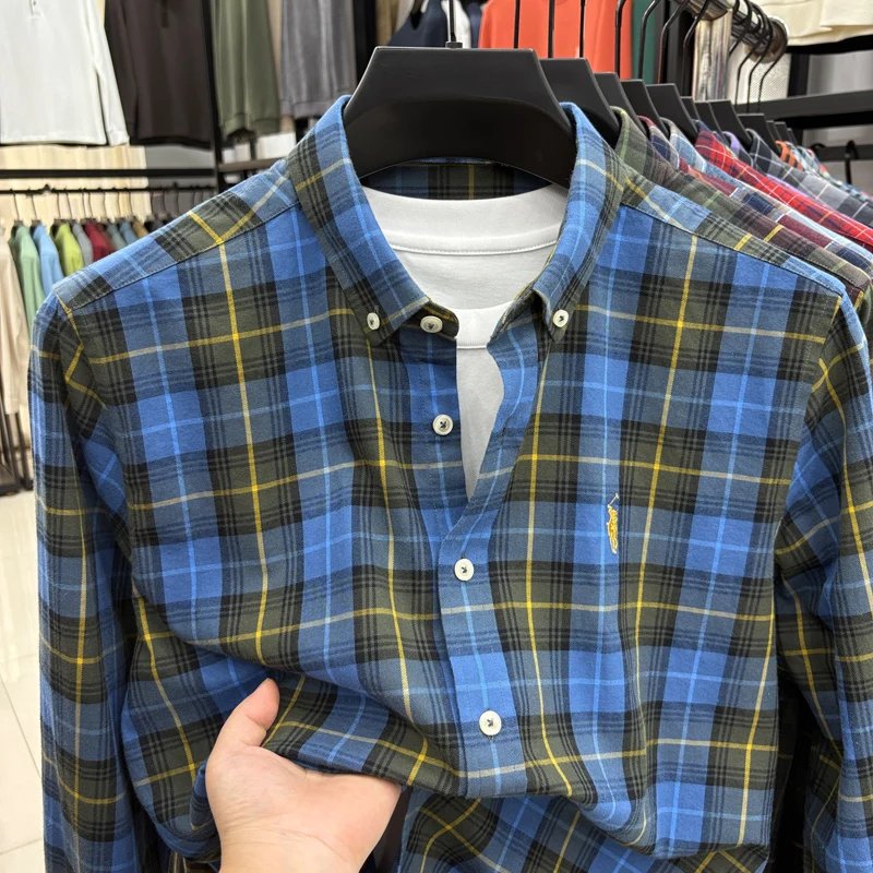 Luxury Brand Embroidery 100% Cotton Long Sleeved Shirt Men's New Shirt Men's Casual Loose Top Business Men Luxury Brand Embroidery 100% Cotton Long Sleeved Shirt Men's New Shirt Men's Casual Loose Top Business Men