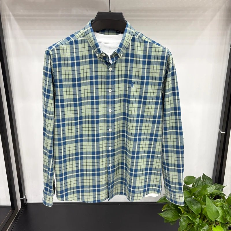 Luxury Brand Embroidery 100% Cotton Long Sleeved Shirt Men's New Shirt Men's Casual Loose Top Business Men Luxury Brand Embroidery 100% Cotton Long Sleeved Shirt Men's New Shirt Men's Casual Loose Top Business Men