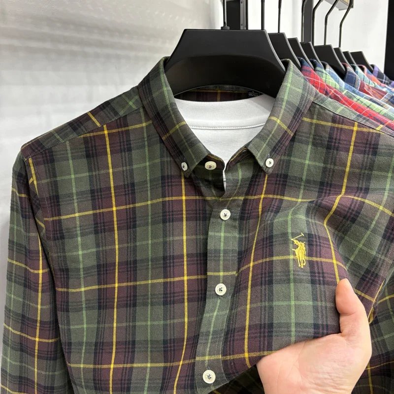 Luxury Brand Embroidery 100% Cotton Long Sleeved Shirt Men's New Shirt Men's Casual Loose Top Business Men Luxury Brand Embroidery 100% Cotton Long Sleeved Shirt Men's New Shirt Men's Casual Loose Top Business Men