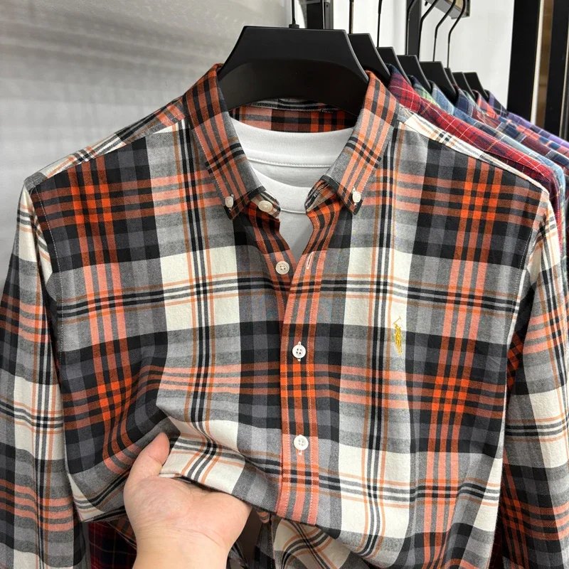 Luxury Brand Embroidery 100% Cotton Long Sleeved Shirt Men's New Shirt Men's Casual Loose Top Business Men Luxury Brand Embroidery 100% Cotton Long Sleeved Shirt Men's New Shirt Men's Casual Loose Top Business Men