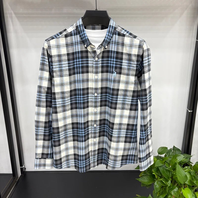 Luxury Brand Embroidery 100% Cotton Long Sleeved Shirt Men's New Shirt Men's Casual Loose Top Business Men Luxury Brand Embroidery 100% Cotton Long Sleeved Shirt Men's New Shirt Men's Casual Loose Top Business Men