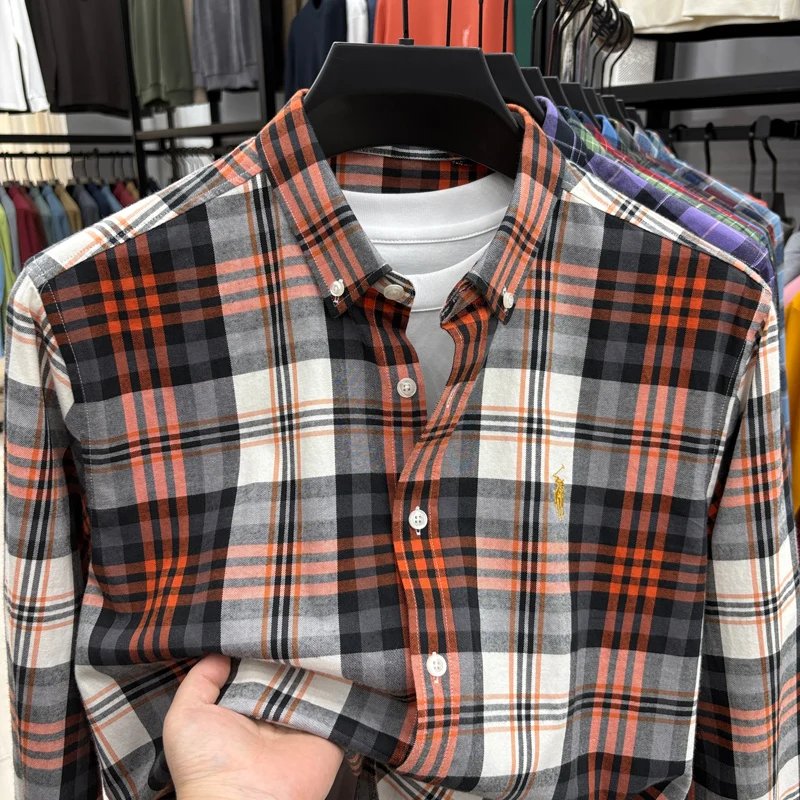 Luxury Brand Embroidery 100% Cotton Long Sleeved Shirt Men's New Shirt Men's Casual Loose Top Business Men Luxury Brand Embroidery 100% Cotton Long Sleeved Shirt Men's New Shirt Men's Casual Loose Top Business Men