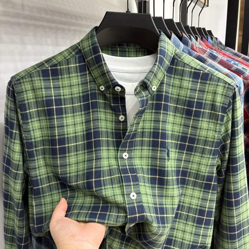 Luxury Brand Embroidery 100% Cotton Long Sleeved Shirt Men's New Shirt Men's Casual Loose Top Business Men Luxury Brand Embroidery 100% Cotton Long Sleeved Shirt Men's New Shirt Men's Casual Loose Top Business Men