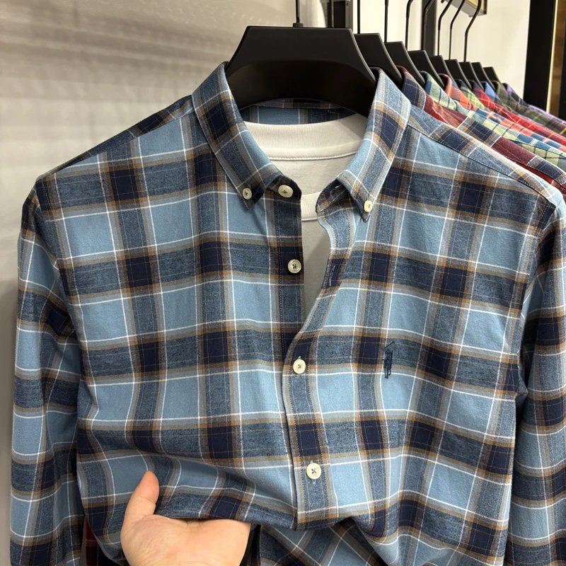 Luxury Brand Embroidery 100% Cotton Long Sleeved Shirt Men's New Shirt Men's Casual Loose Top Business Men Luxury Brand Embroidery 100% Cotton Long Sleeved Shirt Men's New Shirt Men's Casual Loose Top Business Men